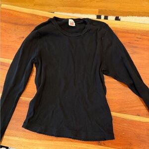 Re/Done Hanes Long Sleeved Scalloped Edges Tee